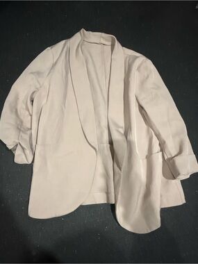 SHEIN Light Beige Open-Front Blazer Jacket